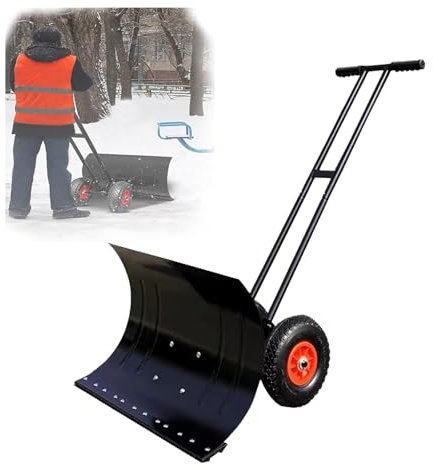 Schneeräumschaufel, Schneeschaufel zum Handschieben, manuelle Schneefräse, doppelpolige Schneeräumschaufel aus Stahl mit Rädern, rollender Schneeschieber, verstellbarer Griff, Werkzeug zum S