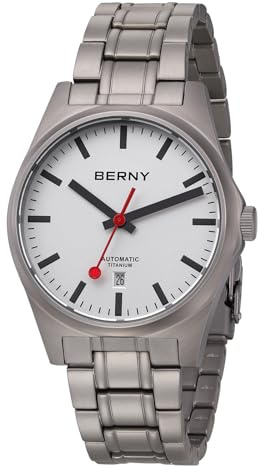 BERNY Titan-Uhr - Automatikuhr für Männer Klassische mechanische Armbanduhr Titan-Armband 10ATM Wasserdicht Saphir-Linse leuchtende Hände Herren-Alltags-Schmuckuhren