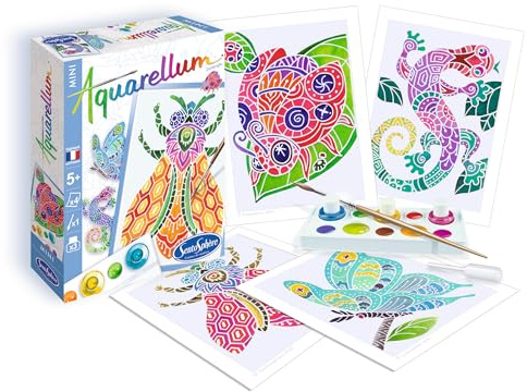 Sentosphère 3906007 Aquarellum Mini, Aquarell-Mal-Set für Kinder, Motiv Insekten Mandala, DIY Kreativset, Bastelset, Malset ab 6 Jahren