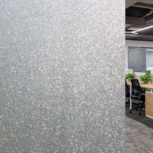 Sichtschutzfolie Fenster Fenster Folie Blickschutz 55 x 200 cm Glastür Milchglasfolie Anti UV Sonnenschutzfolie Statisch Haftend, Kein Kleber, Blickdicht, Wiederverwendbar, für Zuhause, Mattiert