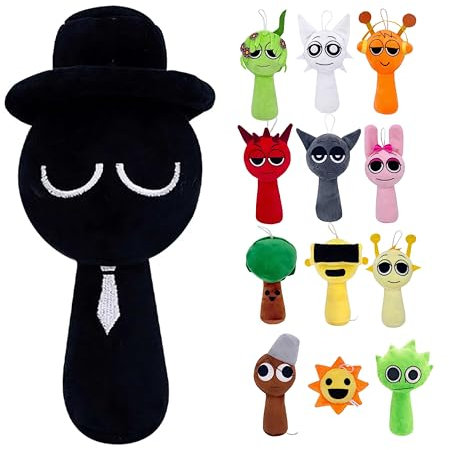 Onetraum Sprunki Incredibox Kuscheltier Plüschspielzeug : Kuscheliger weicher Plüsch,Robust & Umweltfreundlich für Kinder und Spielefans (Black)