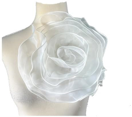 AMateschitz Künstliche Blumen Stoff Blumen Brosche Anstecknadel Kleidung Zubehör Simulation Blume Hochzeit Basteln Blumen Handgelenkblume für Party Valentinstag DIY Dekoration Weiß 26CM