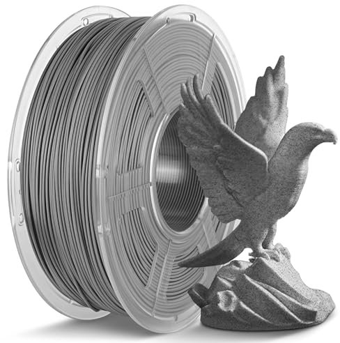 TECBEARS PLA Marmor Filament 1.75mm, High Speed PLA Marble 3D Drucker Filament PLA Oberfläche für 0-600 mm/s Hochgeschwindigkeitsdruck, 1kg Spule Rock PLA 3D Druck Filament, Marmor Grau