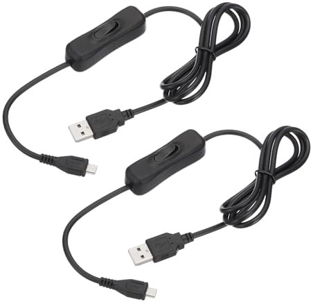 PATIKIL 3.28ft USB Extension Cable with on Off Switch, 2pcs Micro-USB to USB Male Data Support Power Supply Cord 4 Core Wire for LED Strip Desk Lamp Fan