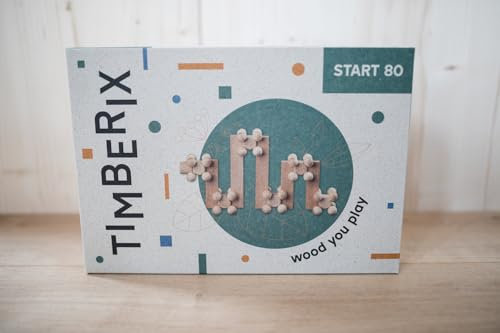 Start 80 Holzspielzeug Set ab 3 Jahren - 80 Bausteine für unendliche Möglichkeiten - Montessori Klemmbausteine kompatibel mit KAPLA - fördert räumliches Denken, Kreativität und Feinmotorik - TIMBERIX