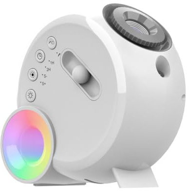 Pesderty Galaxy Star Projektor mit RGB-Nachtlicht und Bluetooth-Lautsprecher USB LED Mondlampe 13 Dias für Schlafzimmer Gaming Kinder
