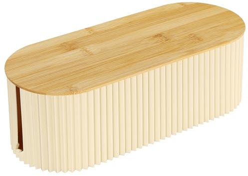 BEZORR Kabelbox, Kabel Organizer Aufbewahrungsbox mit Bambusdeckel,Kabelmanagement Box zum Verstecken und verbergen Sie Steckdosenleisten und Kabel,Schreibtisch-Kabelmanagement-Box für Büro, Zuhause