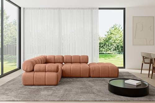 ALTDECOR Modulares Sofa Ecksofa in L-Form Corner modular Sofa Eckcouch Couch Wohnlandschaft Cauchsofa Polstersofa Felto-L1-285x190x70 cm Apricot