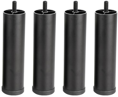 Pieds de Meuble Réglable, Lot de 4 Pieds de Table Noir Pied Canapé Rond Pied de Chaise Aluminum Alloy | Anodisé Pattes Armoire Hauteur: 6-40cm Banc Commodes Unité Plan Travail Bureau 35cm/13.8