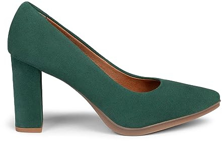 miMaO Zapatos cómodos Mujer tacón Alto Piel Ante, Verde, EU 38