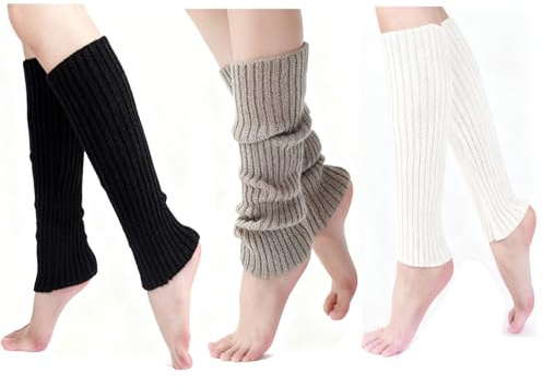 Qnvyw Stulpen Damen, 3 Paar Beinstulpen Damen, Leg Warmers Für Yoga Und Outdoor, Beinwärmer In Schwarz, Weiß, Grau, Weiches Material, Stilvolles Design