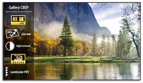 WUPRO Gallery UST ALR CLR Projector Screen, CBSP Fixed Frame 16:9, 4K/8K Ultra HD, 94% Ambient Light Rejecting, Wall Mount, for Ultra Short Throw Projectors, for Bright Rooms 150