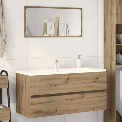 Owoxanthellate Waschbeckenschrank Artisan Eiche 100x38,5x45 cm Holzwerkstoff mit großem Stauraum und moderner Holzoptik, Wandmontage Badschrank für Badezimmer Kleiner Bäder