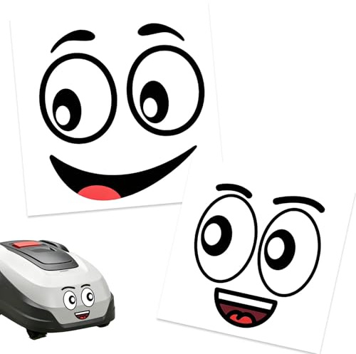 OPEIXSAYKOC 2 Stück Augen Aufkleber Sticker für Mähroboter Rasenroboter | Aufkleber Augen, Mähroboter Aufkleber, Selbstklebend Wetterfest, für Staubsauger Saugroboter Rasenmäher, Auto,Mülltonnen Deko