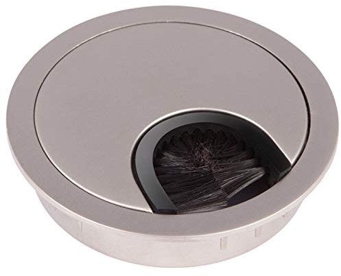 SOTECH 2 Stück Kabeldurchführungen Kabeldurchlass aus Metall Edelstahloptik matt Bohrmaß Ø 60 mm Schreibtisch mit Staubdichtung