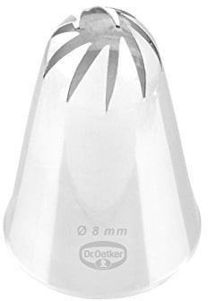 Dr. Oetker Rosettentülle, 8 mm, Rosettentülle aus der Tüllen-Manufaktur, Backzubehör zum Dekorieren (Farbe: silber), Menge: 1 Stück