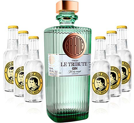 Gin Tonic Set - Le Tribute Gin 0,7l (43% Vol) + 6x Thomas Henry Tonic Water 200ml inkl. Pfand MEHRWEG -[Enthält Sulfite]