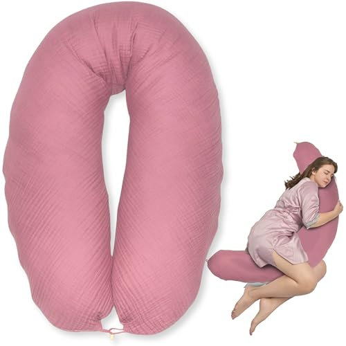 sei Design Stillkissen XXL Mikroperlen Musseln-Bezug Lagerungskissen Schwangerschaftskissen Seitenschläferkissen 190x30 cm groß