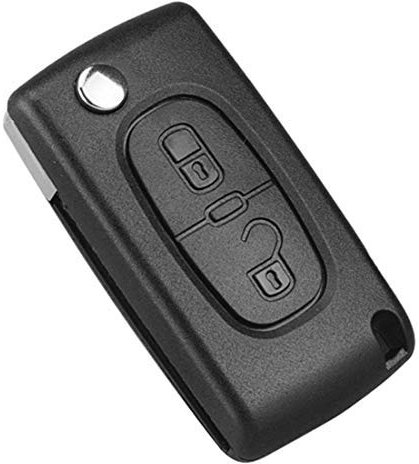 Kelay Coque de clé télécommande Pliable Compatible avec Citroën C2 C3 C4 C5 C6 C8, Peugeot 107 207 307 307S 308 407 607, 2 Boutons (CE0536 HU83)