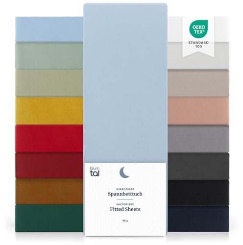 Blumtal® Spannbettlaken - Microfaser - Ökotex zertifizierte Bettwäsche 90x200cm - Spannbetttuch - Hellblau