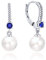 JO WISDOM Damen Perlen Ohrringe Perlenohrringe Silber 925 Hängend Hochzeit Ohrringe mit 8MM Perlen 3A Zirkonia September Geburtsstein Saphir Farbe,Schmuck für Frauen