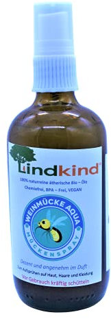 Lindkind - Weinmücke AQUA- Spray 100 ml Mückenspray Mückenmittel aus Bio - Produkten Anti Mückenspray Mücken Spray