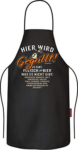 RAHMENLOS Grillschürze Kochschürze Küchenschürze als Geschenk für Männer: Hier wird gegrillt - reine Baumwolle