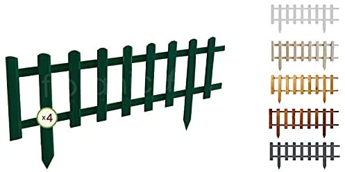 Floranica 4 Stk. Beeteinfassung Steckzaun Zierzaun 30 cm x 100 cm Grün Gartenzaun aus Holz Dekozaun Lattenzaun Rasenkante imprägniert Umzäunung für Garten Wege Beeten
