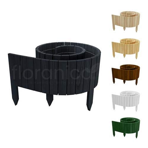 Floranica Rollborder II Clôture Flexible en Bois de pin 200 x 30 cm Anthracite (raccourcissable) Palissade de Parterre imprégnée Bordure Jardin Clôture décorative Rollboarder