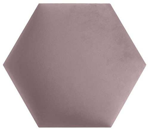softwalls Wandkissen Hexagon Stoff mit 50mm Polsterung - Bett Kopfteil Wandpolster - Wandverkleidung - Wandpaneele | 40 x 34.5 Zartrosa