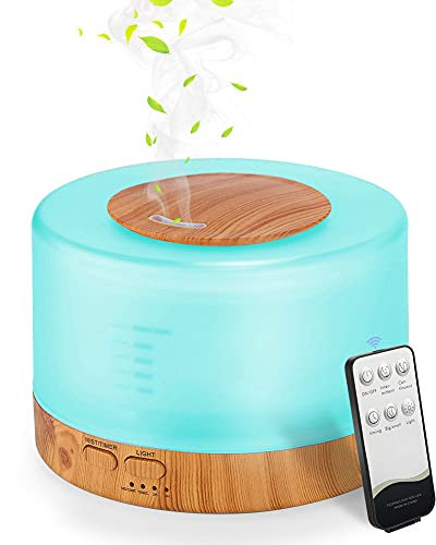 500ml Aroma Diffuser Luftbefeuchter + Timer Aromatherapie Duftlampe Elektrisch Öl Diffusor, 7 LED Farben Fernbedinung, Ultraschall Essential Oil Diffusor leise Humidifier für Schlafzimmer Yoga Salon