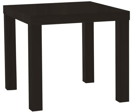 home stuff Side Coffee Table with Classic Design, Bed Side Table, End Table, Light Weight, Small Square Stylish Table For Office, Living Room, Small Square Side Table, 55x55x45 CM (Black Brown)