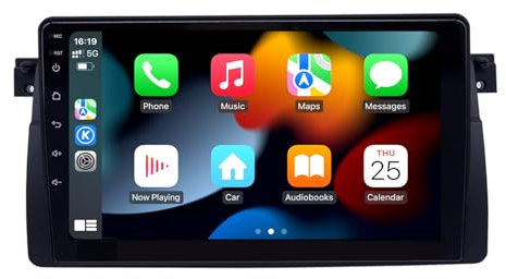 BMW E46 M3 Rover 75 MG ZT Autoradio mit Apple Carplay Android Auto, Android 13 Autoradio mit 9 Zoll QLED Touchscreen Bluetooth 5.0 GPS Navi WiFi 4G LTE SWC DSP AM/FM (6+128GB)