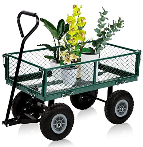 Gartenwagen Kleiner Robuster Gartenwagen Schubkarrenanhängerwagen Transportabler Pflanzenwagen Für Den Außenbereich