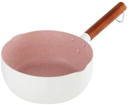 Cacerola Japonesa con Mango de Madera, Cacerola Yukihira con Pico Vertedor, Cacerola Antiadherente para Sopa de Leche, Cacerola de Inducción Pequeña Exquisita, Cacerola de Cocina para(Blanco 20cm)