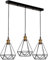 LEDSone Metal 3 Head Light Industrial Pendant Wire Cage Shade, Adjustable Cage Ceiling Lighting,Pendant, Diamond Cage Black Hanging Ceiling Light E27 Holder Fitting with 50cm Ceiling Plate.