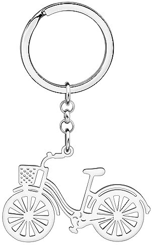 DALANE Porte-clés Vélo en Acier Inoxydable Bijoux pour Femmes Filles Charms Cadeaux Portefeuille Porte-clés Anneaux (Plaqué Argent B)