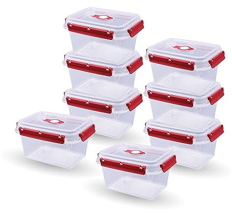 Bestlivings Frischhaltebox 1,5L - Lunchbox im Set Rot - 8er Pack (8 Stück)