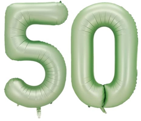 Guoguonb 40 Zoll Zahl 50. Geburtstag Deko Riesen Aufblasbar Helium Folienballon Nummer 50 Luftballons Personalisiertes Design Ballon für Gedenktag Geburtstag Dekoration (Wassermelone Grün)