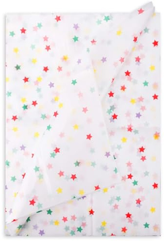 30 Blatt Stern Seidenpapier, 50 x 70 cm Geschenk Seidenpapier Buntes Sternmuster Geschenkpapier Dekoratives Seidenpapier für Weihnachten, Hochzeit, Geburtstag, Party, DIY-Bastelarbeiten
