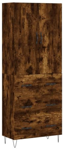 vidaXL Highboard, Sideboard mit viel Stauraum, Kommode Wohnzimmerschrank mit Türen Metallfüßen, Schrank Hochschrank Beistellschrank, Räuchereiche Holzwerkstoff