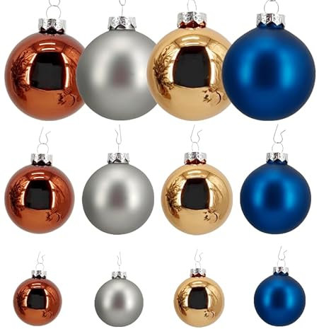 Thüringer Glasdesign Christbaumkugeln Christmas - Weihnachtsdeko - Christbaumschmuck (40 St.) - Weihnachtsbaum Kugeln aus Glas - 3 Größen - 9065