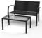 RANSENERS Premium Doppelsofa mit Tisch von Gartenmöbelset CBLS76L mit Metallrahmen und Polyrattan Sitzfläche für Garten Terrasse und Balkon (Schwarz)