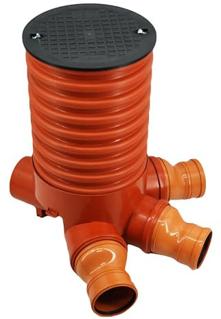 Megaastore Kontrollschacht DN 315/160/125/110 - Revisionsschacht Mit 1m/0,5m Rohr, Wasserdichter Schachtdeckel - Komplett SET (0,5 m Anschlüsse DN110)