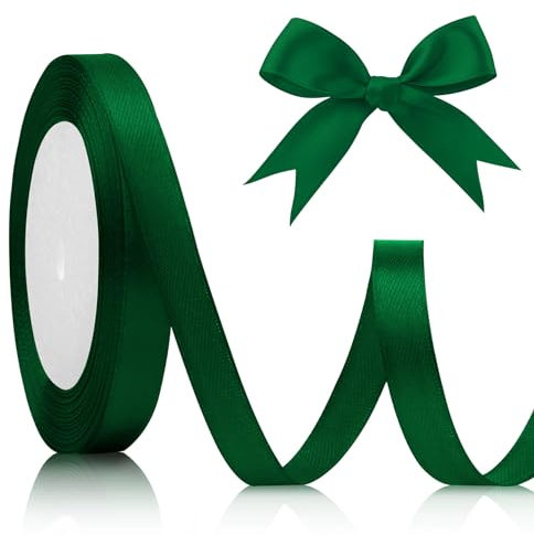 Geschenkband Grün 10mm, 22meters Satinband Grün Schleifenband Grün Dunkelgrün Vintage Grün Stoffband Geschenkband Weihnachten Geschenkbänder für Hochzeitsdekoration Taufe Und Geburtstag Geschenke
