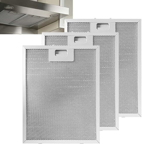 WeeGoo 3 Pack Cooker Hood Filters 320 x 260 mm, Cooker Hood Metal Mesh Grease Filter Extractor Fan Filter for Extractor Hood, 9mm Thick