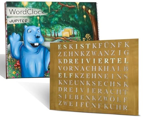 build-yours WordClock Jupiter gelaserter Edelstahl in Gold - Elegante LED Wanduhr - hochwertige Designer Wortuhr für einen Hauch von Luxus