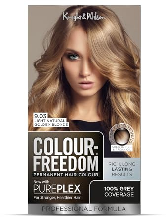 Colour Freedom Light Golden Blonde Permanent Hair Colour. Formulated with PurePlex to Protect, Restore and Nourish. 100% Grey Coverage. 9.03 Light Golden Blonde. By Knight & Wilson