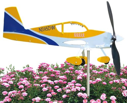 Banderuola per aeroplano Mulino a, Banderuola per aeroplano - Mulino a con paletta segnavento in metallo - Decorazione per banderuole rotanti per banderuola da esterno, decorazione