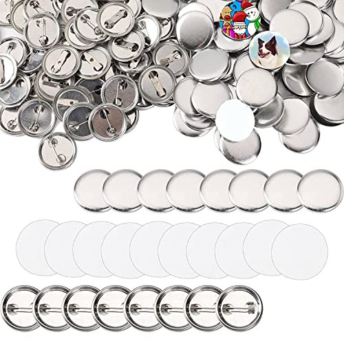 Diheohg 600 Stück Herstellung Rohlinge Knöpfe 25 mm / 1 Kit Herstellung Broschen Knopf hinten Teile Abzeichen aus Metall für Maschine Herstellung von Knöpfen